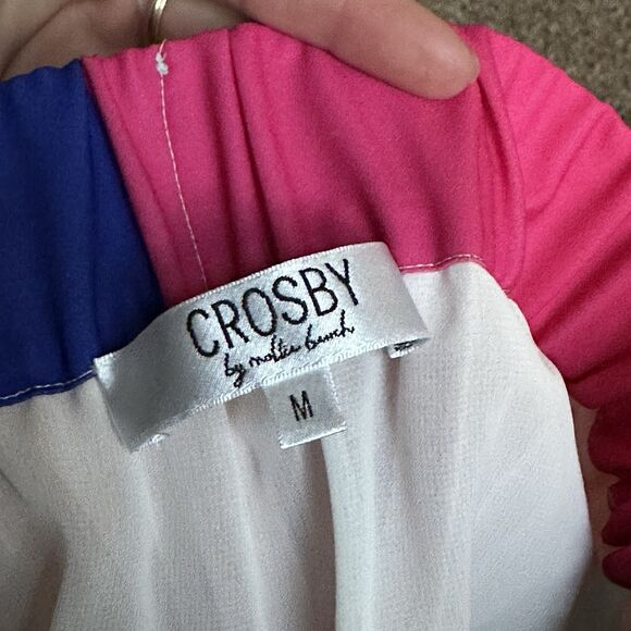 Crosby By Mollie Burch Abstract Pleated Midi Skirt / Colorful Red Pink Blue Sz M - Picture 7 of 8